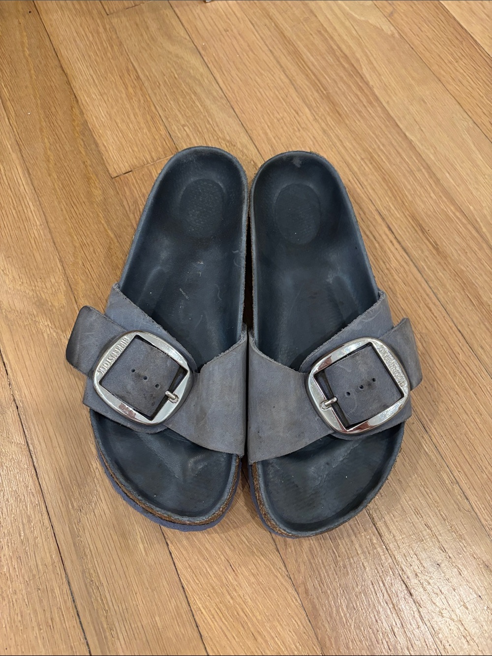 Women’s Birkenstock Slide Sandals in blue with Buckle